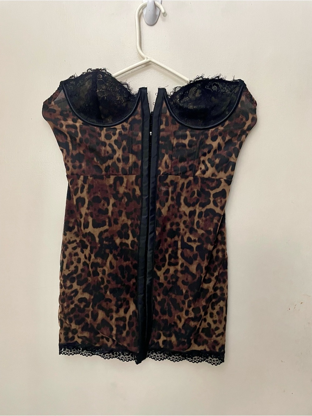 Dolls Kill Current Mood leopard Print Lace-Trim Dress size medium NWT